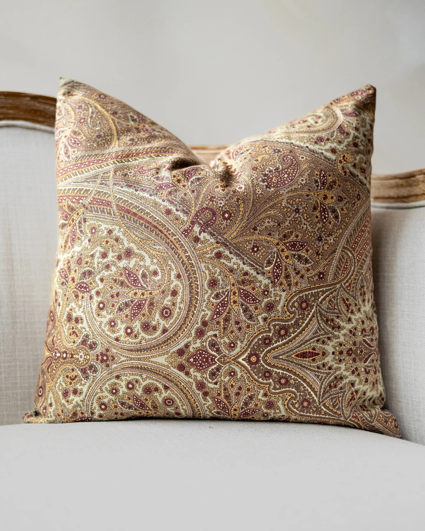 Alice Neutral Paisley Throw Pillow