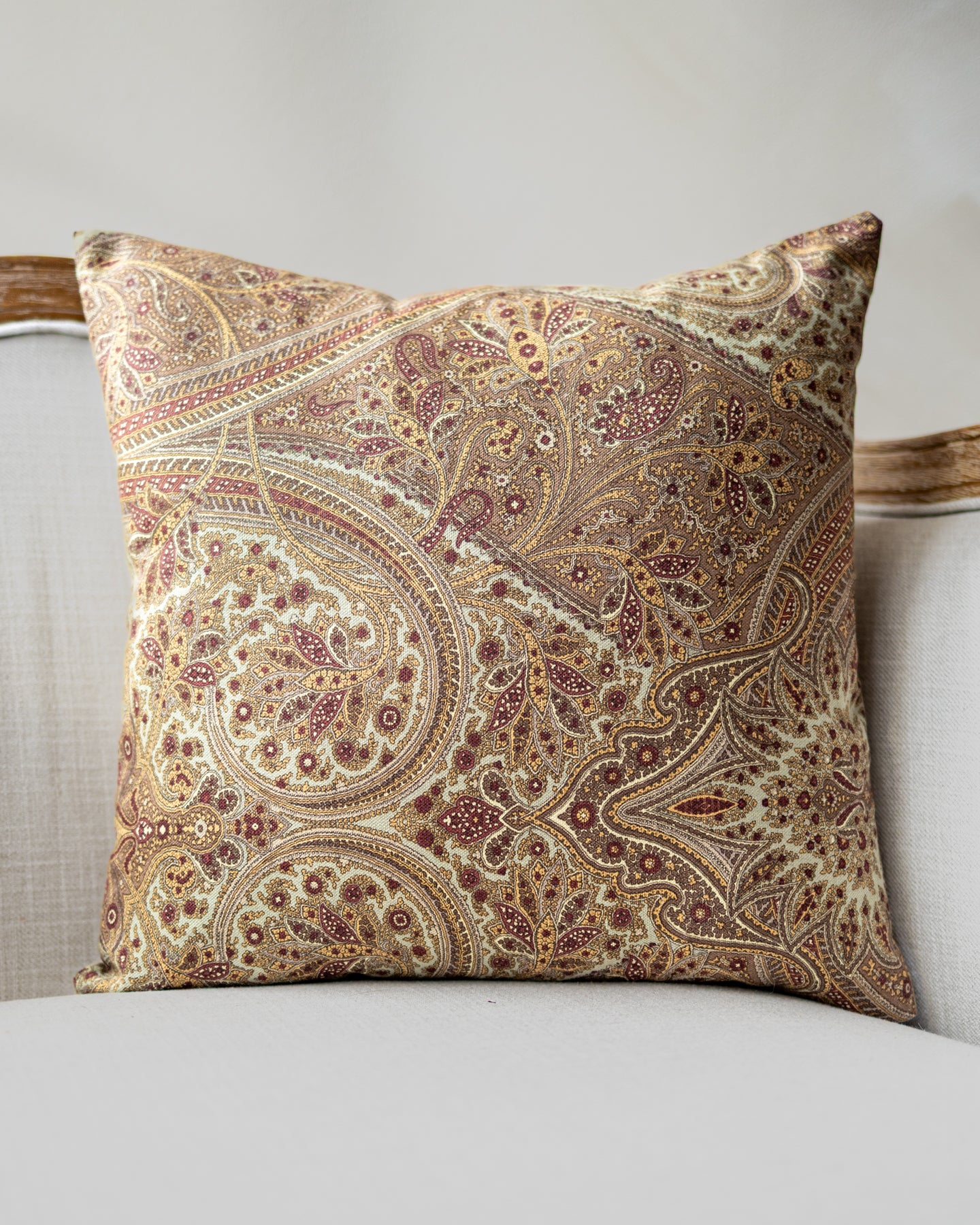 Alice Neutral Paisley Throw Pillow - Image 2