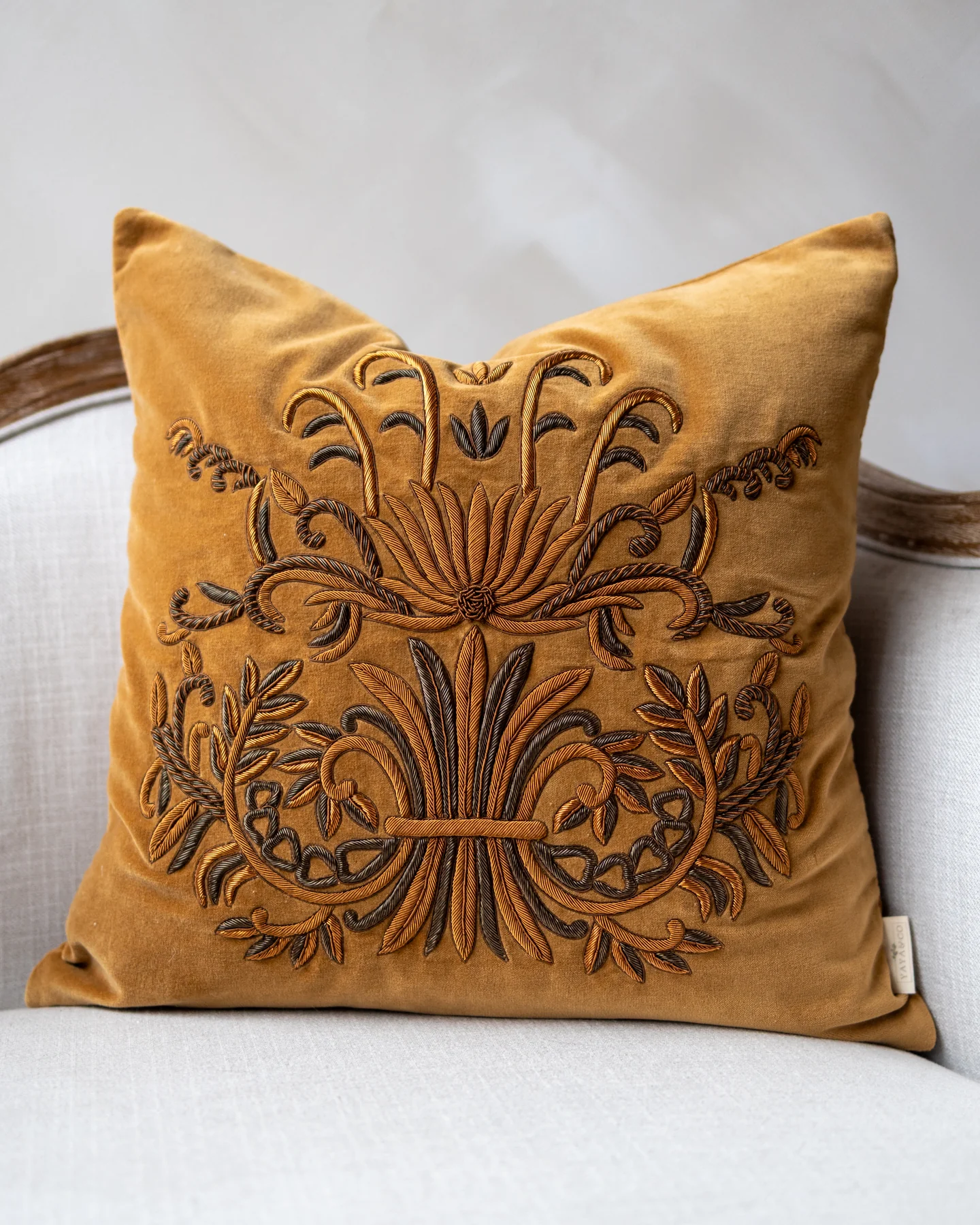 Amber Organic Cotton Velvet Throw Pillow - Image 2