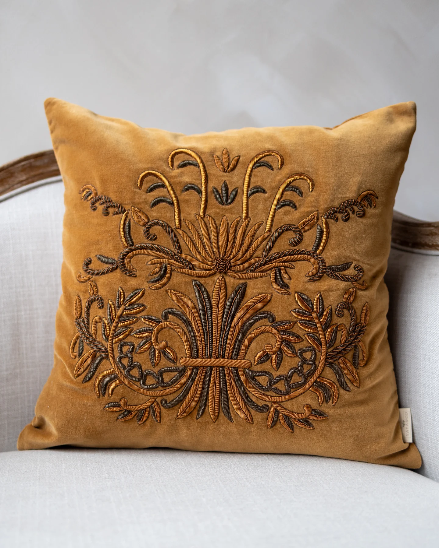 Amber Organic Cotton Velvet Throw Pillow - Image 6
