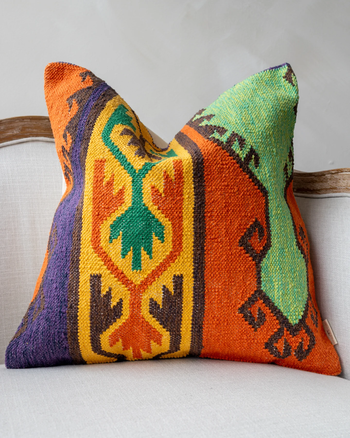 Avik Organic Cotton Kilim Throw Pillow - Image 3