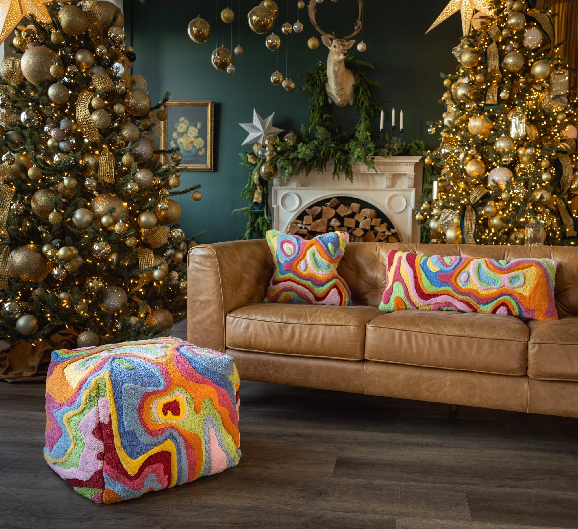 Bellows Organic Cotton Abstract Pouf - Image 3
