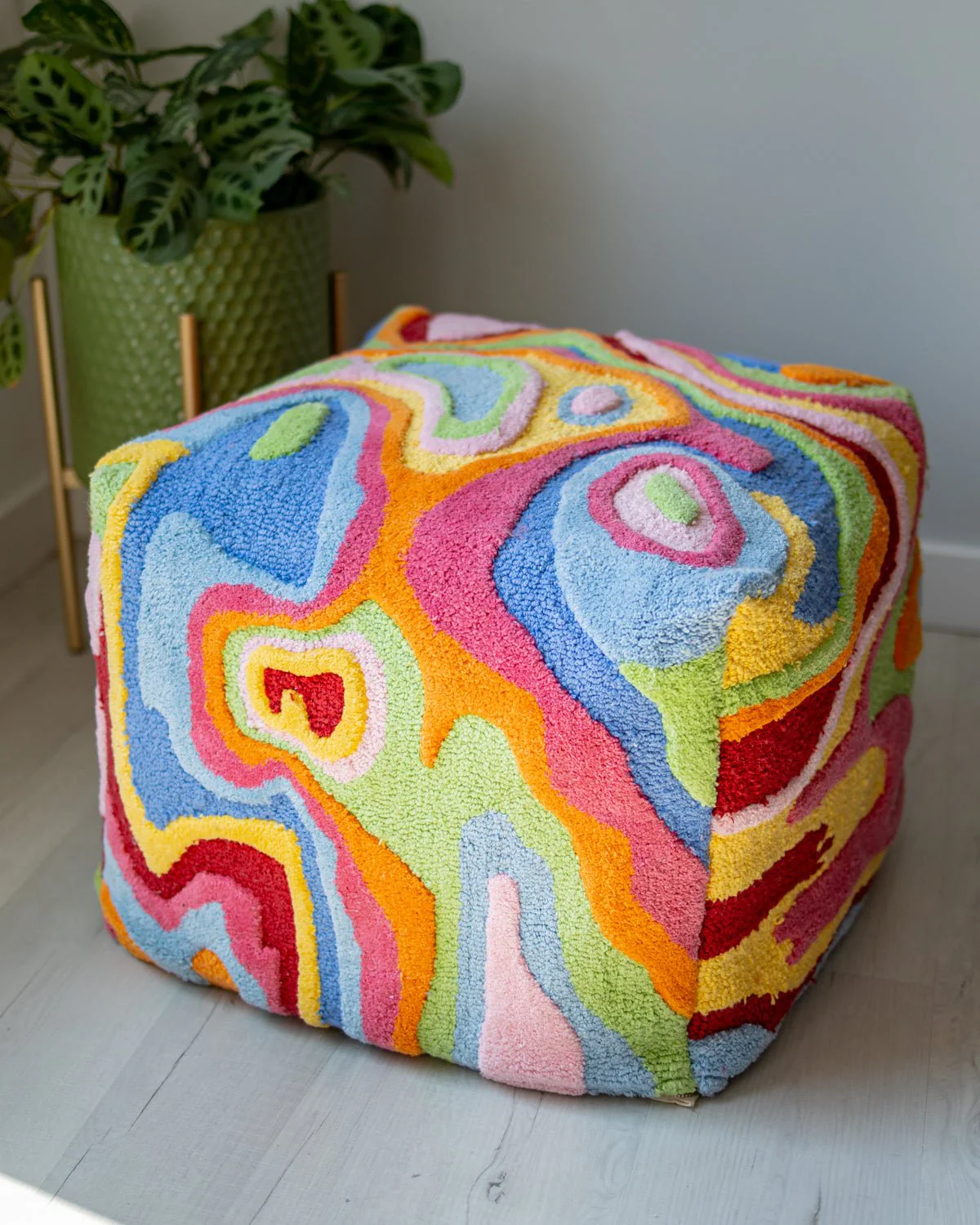 Bellows Organic Cotton Abstract Pouf - Image 4
