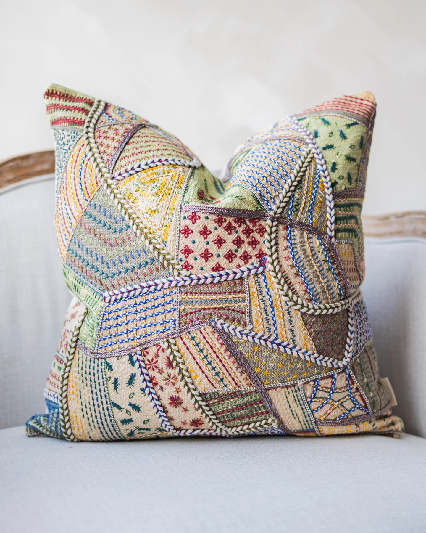 Benny Organic Cotton Patchwork Throw Pillow
