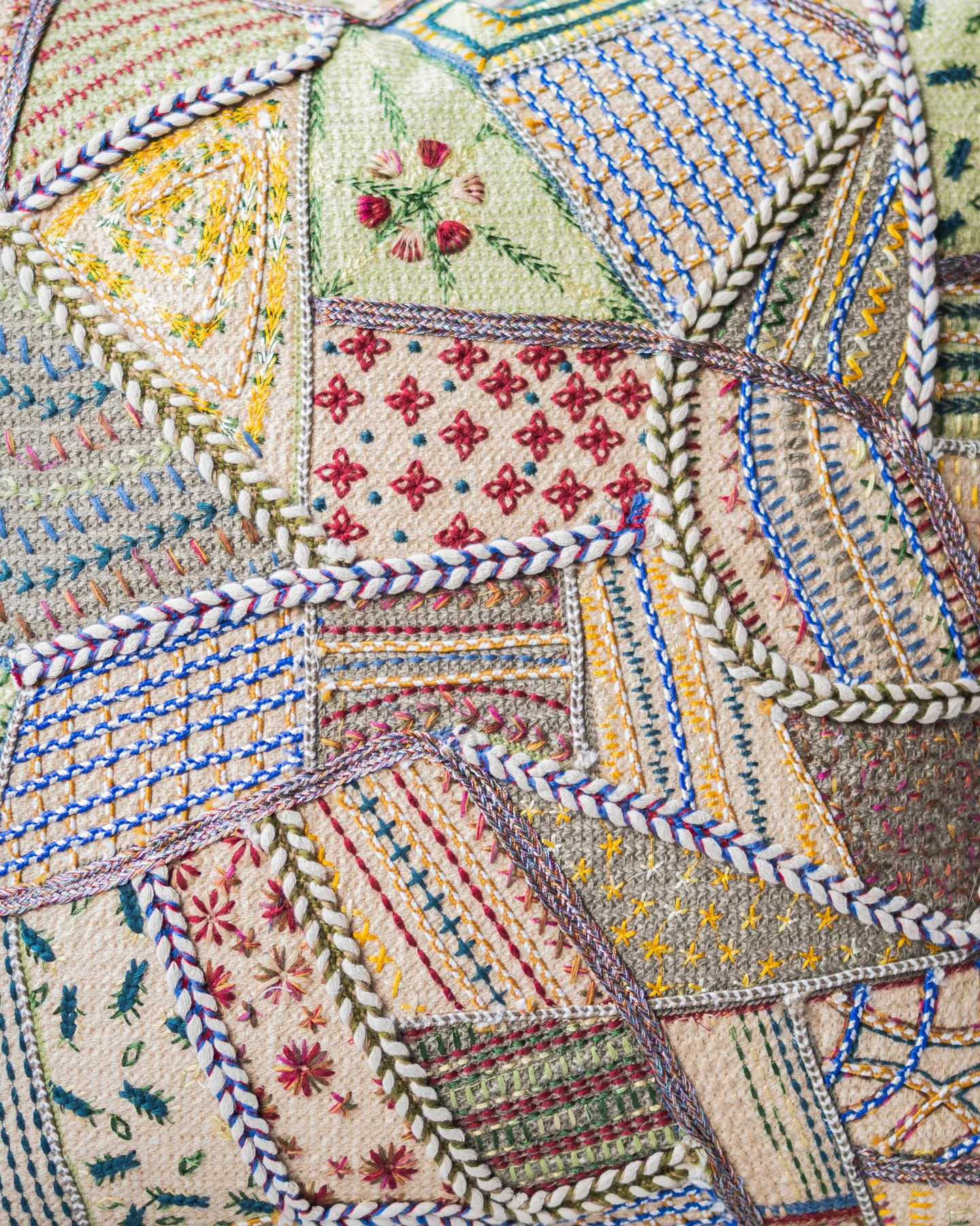 Benny Organic Cotton Patchwork Throw Pillow - Image 2
