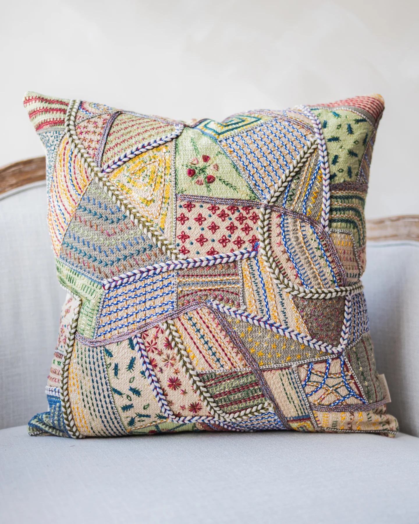 Benny Organic Cotton Patchwork Throw Pillow - Image 3