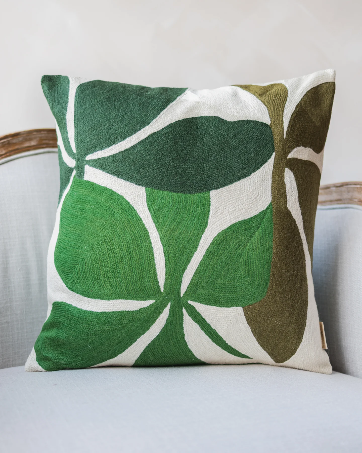 Berkley Embroidered Organic Cotton Botanical Throw Pillow - Image 4