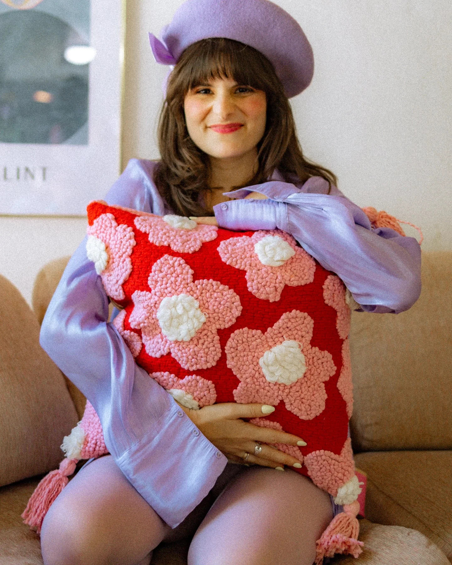 Blossom Organic Cotton Flower Throw Pillow - Image 3