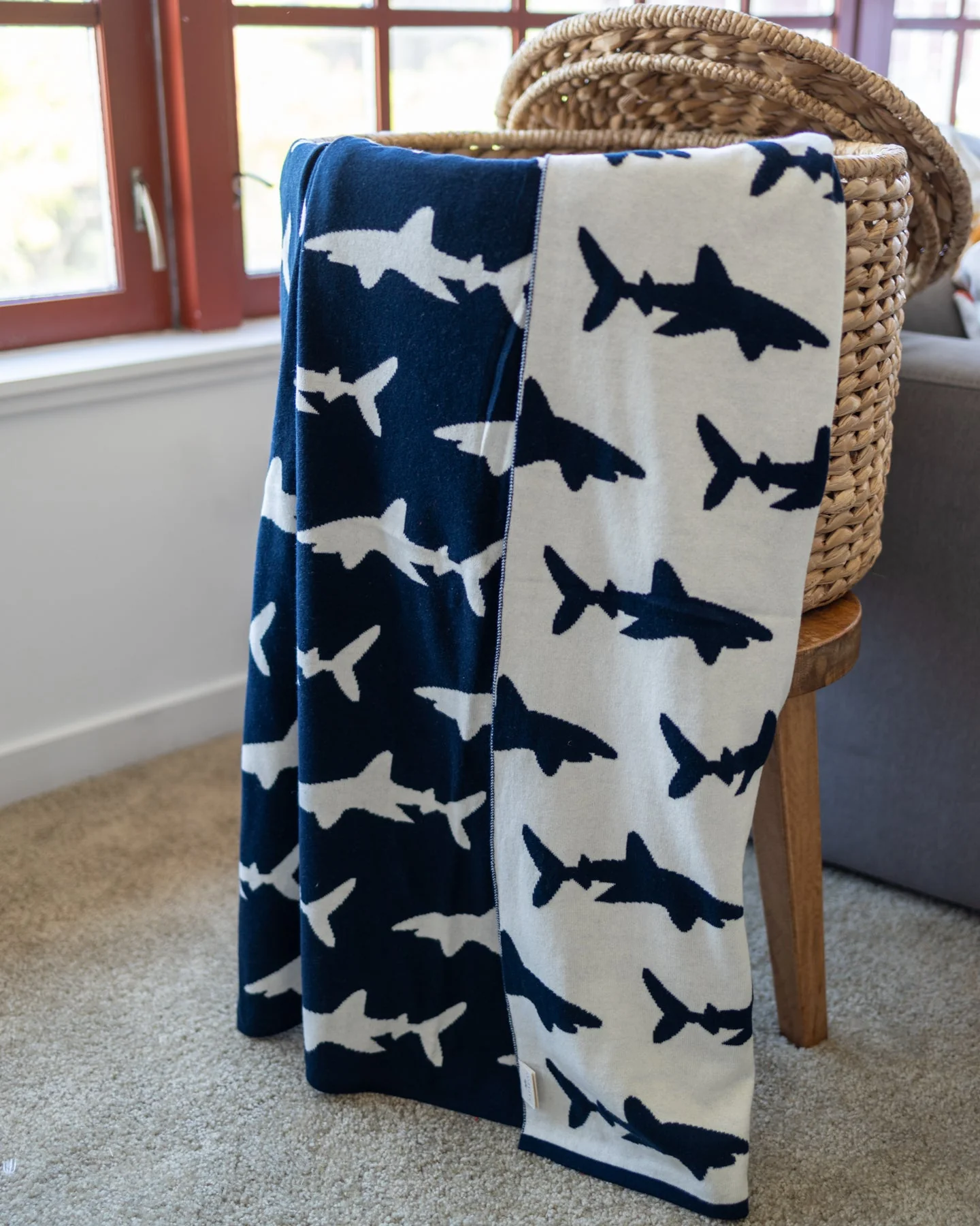 Bruce Organic Cotton Shark Baby and Kids Throw Blanket - Image 4