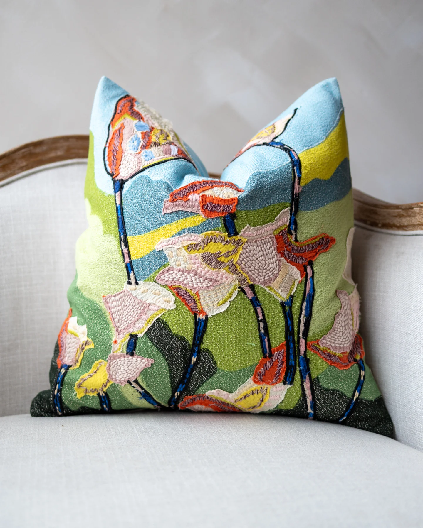 Callie Organic Cotton Floral Throw Pillow - Image 3