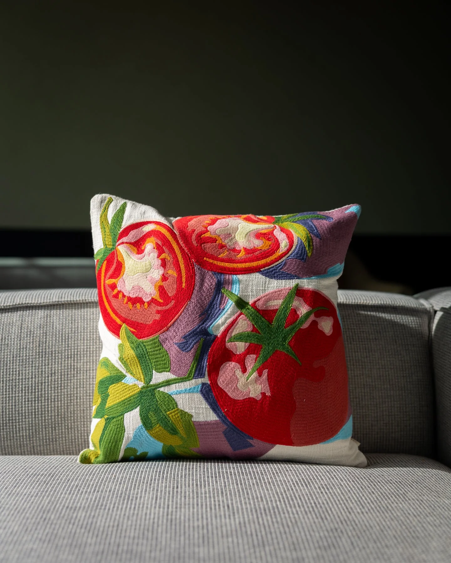 Capri Abstract Tomato Organic Cotton Throw Pillow - Image 4