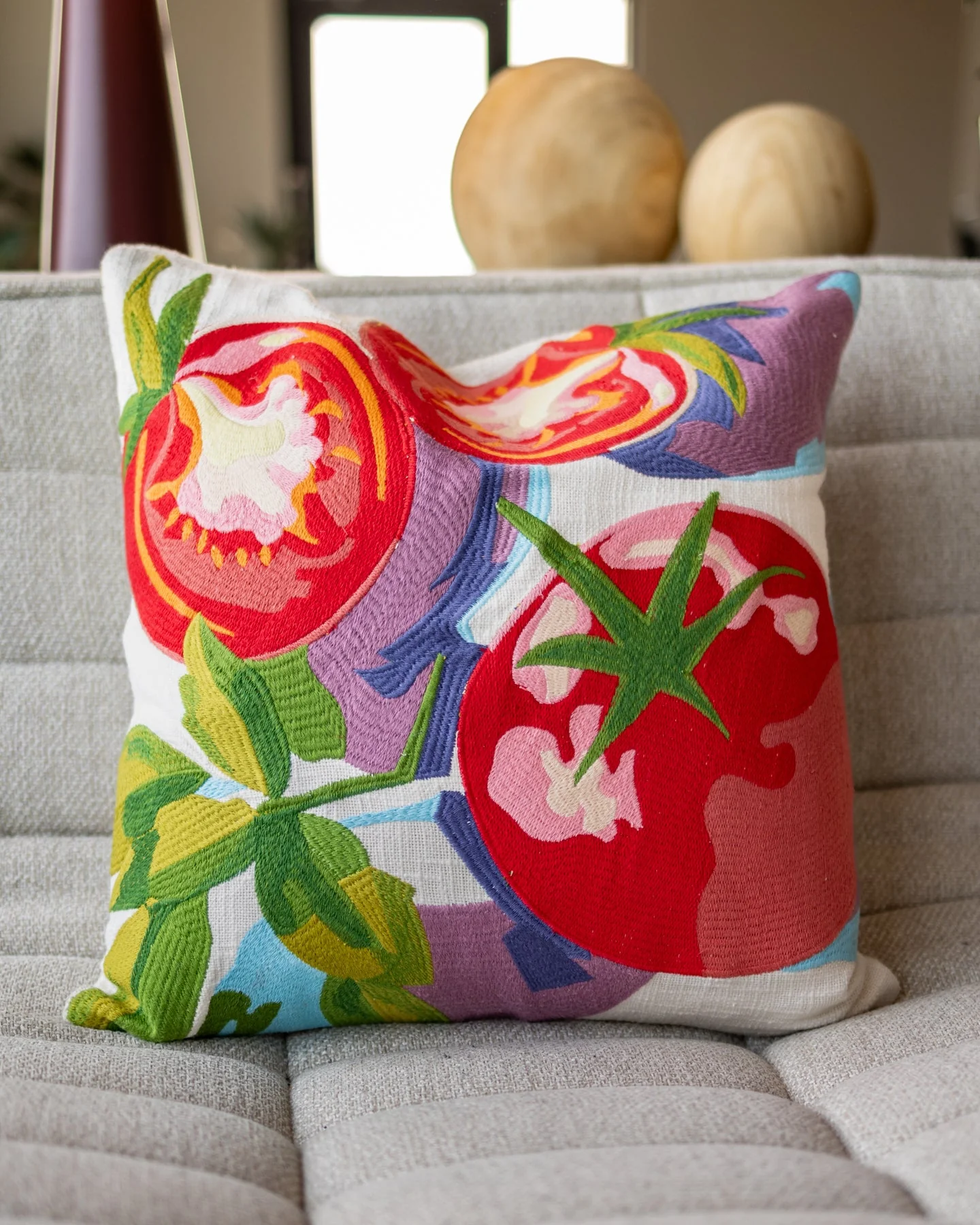 Capri Abstract Tomato Organic Cotton Throw Pillow - Image 5