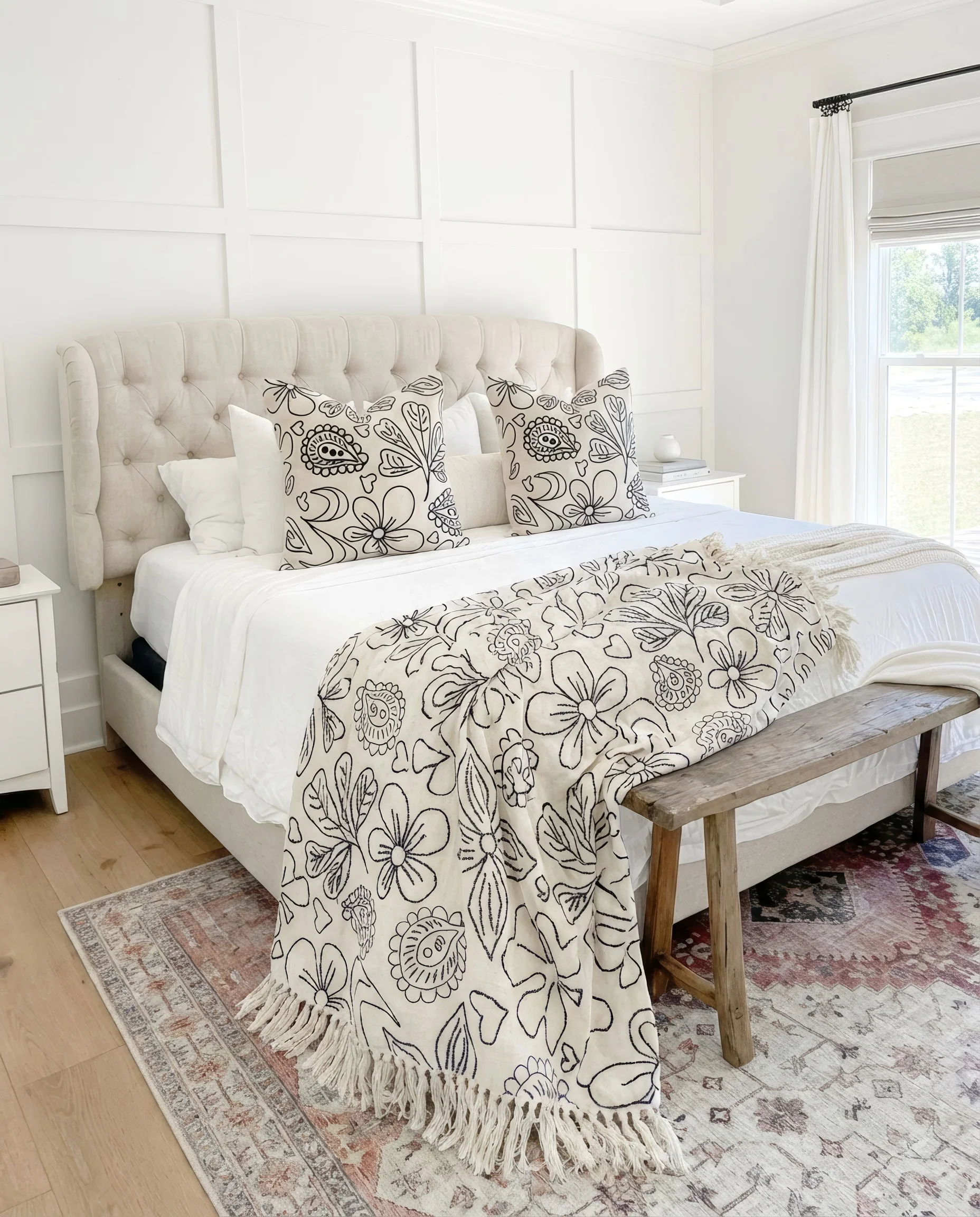 Cordelia Hand Embroidered Organic Cotton Throw Pillow - Image 4