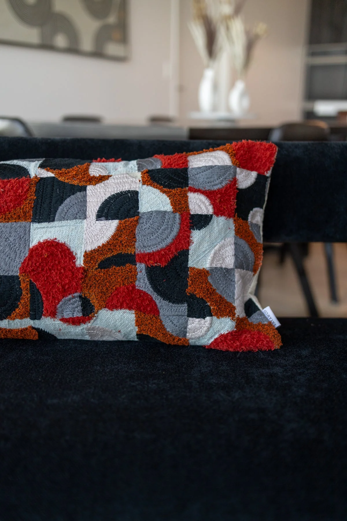 Cruz Organic Cotton Abstract Lumbar Pillow - Image 3