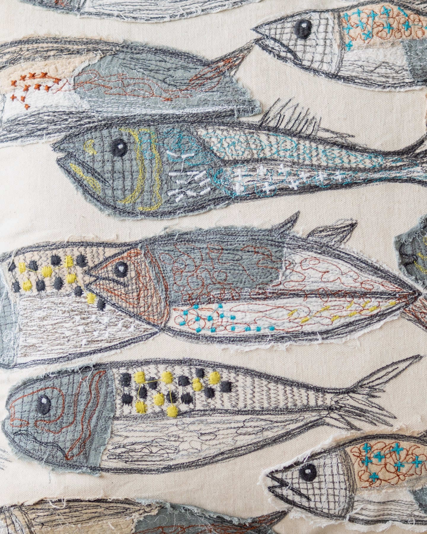Doug Organic Cotton Embroidered Fish Throw Pillow - Image 5