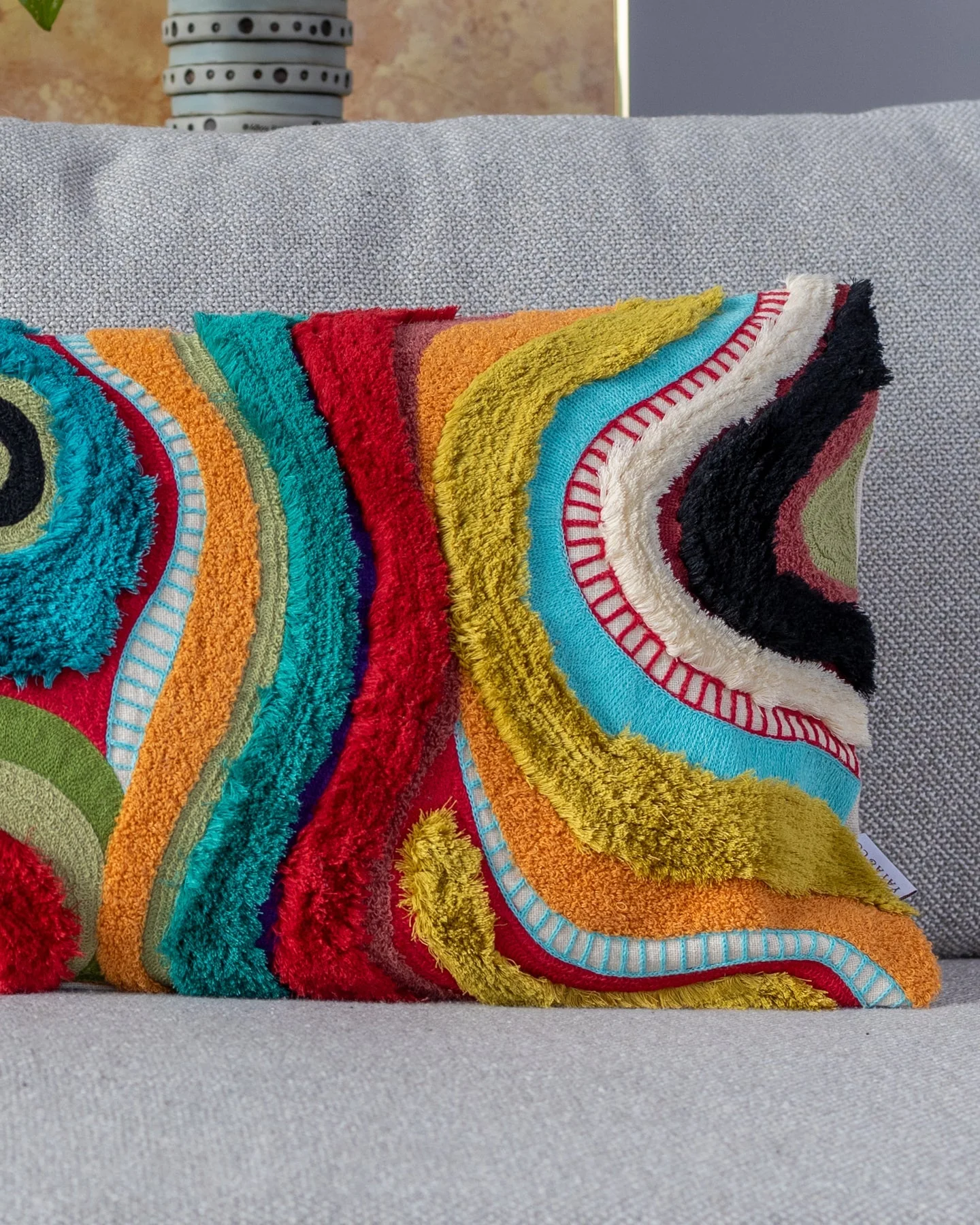 Echo Organic Cotton Abstract Oversized Lumbar Pillow - Image 4
