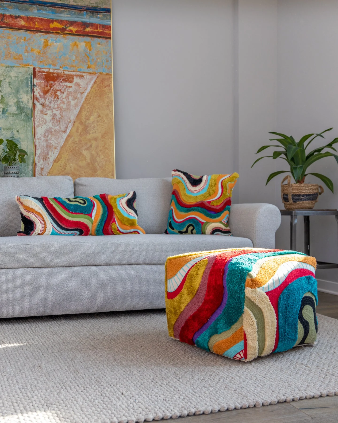 Echo Organic Cotton Abstract Lumbar Pillow - Image 7