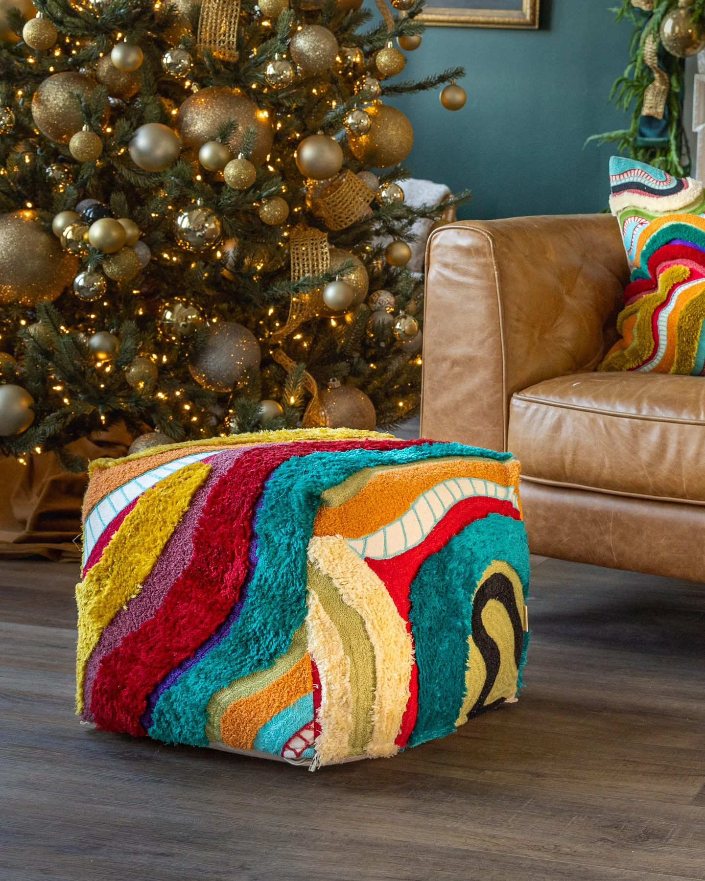 Echo Organic Cotton Abstract Pouf - Image 4