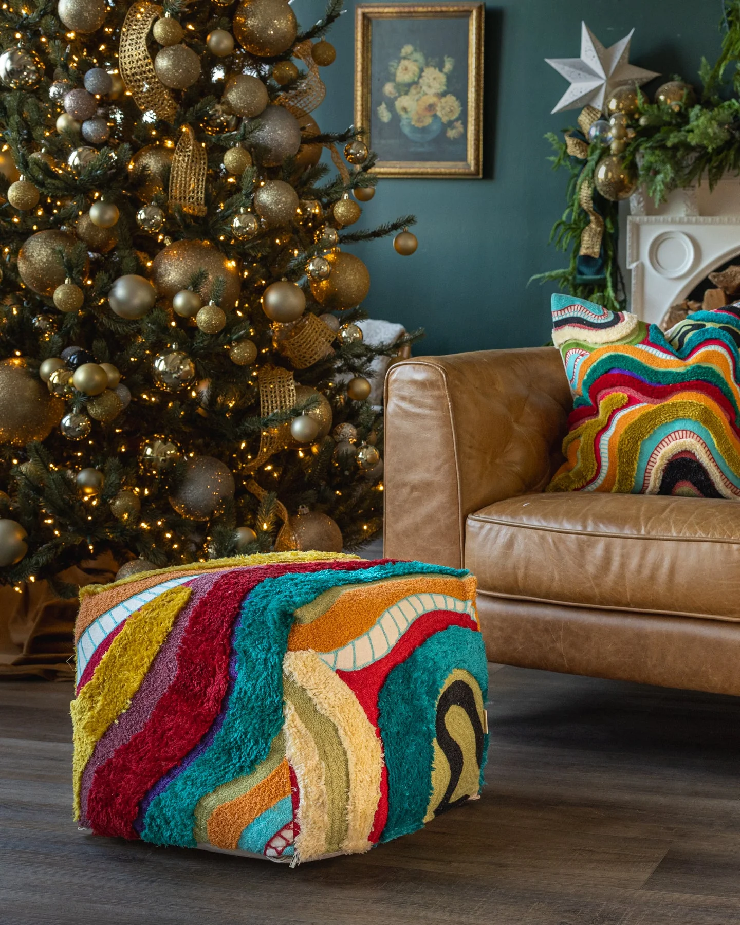 Echo Organic Cotton Abstract Pouf - Image 5