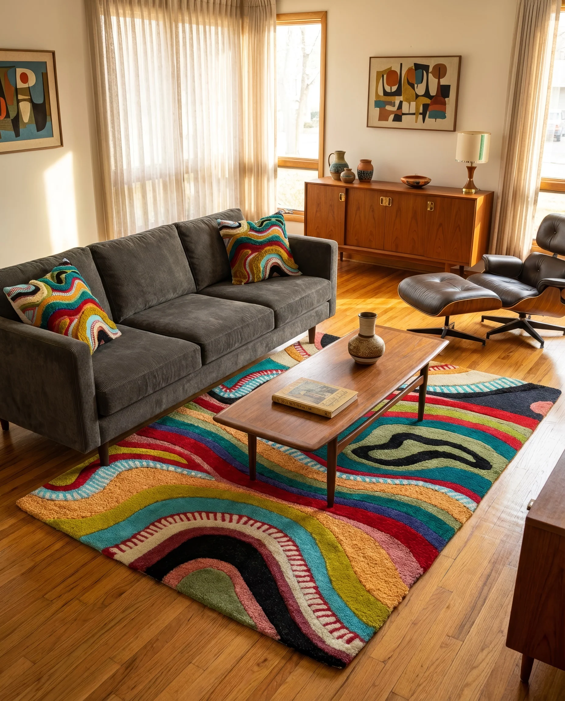 Echo Organic Wool Handmade Colorful Tufted Abstract Rug - Image 3