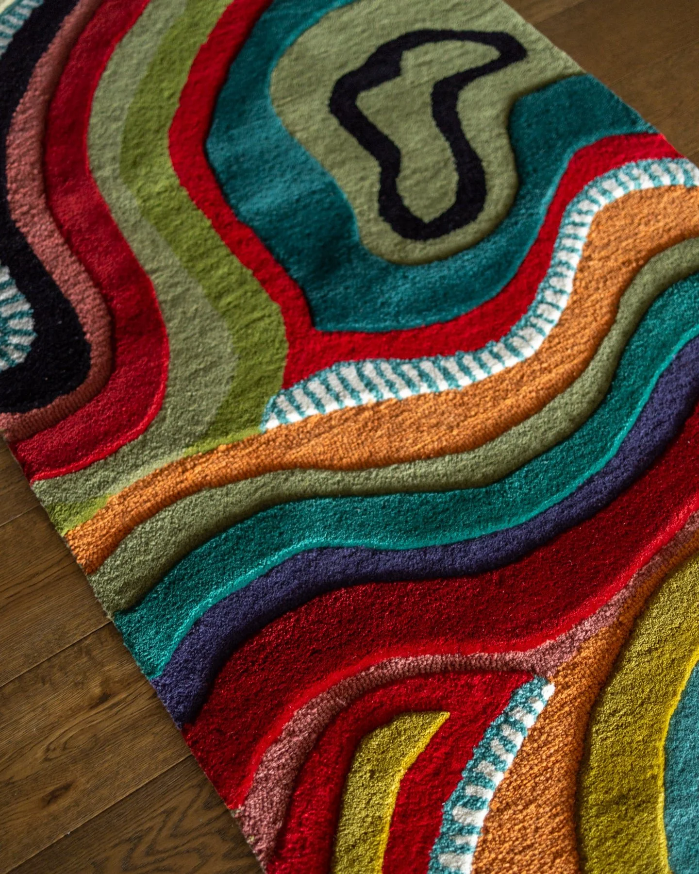 Echo Organic Wool Handmade Colorful Tufted Abstract Runner Rug - Image 5