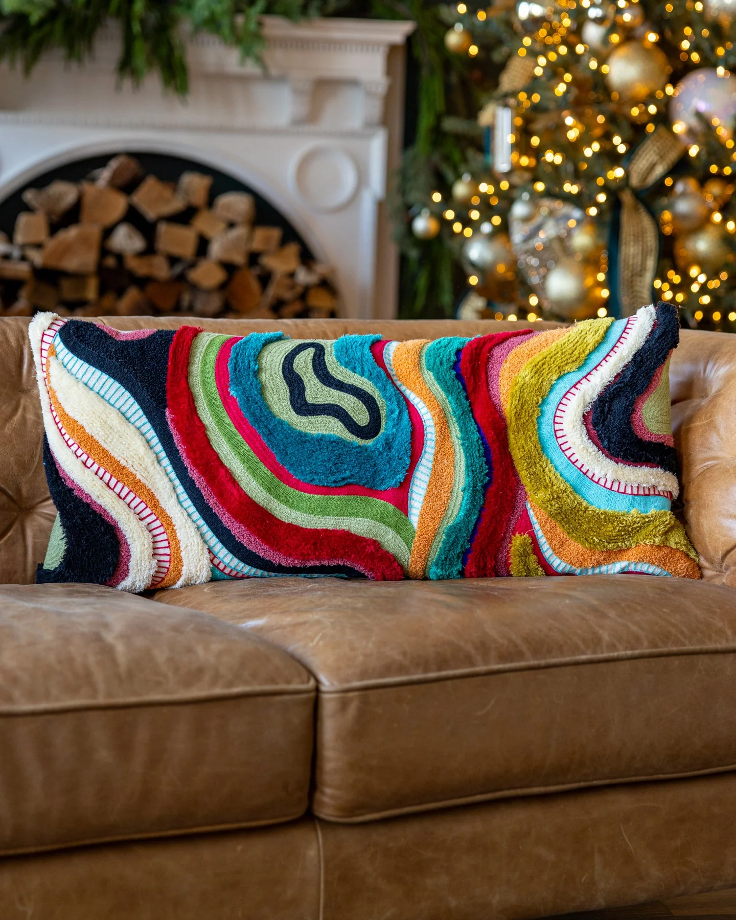 Echo Organic Cotton Abstract Lumbar Pillow - Image 3