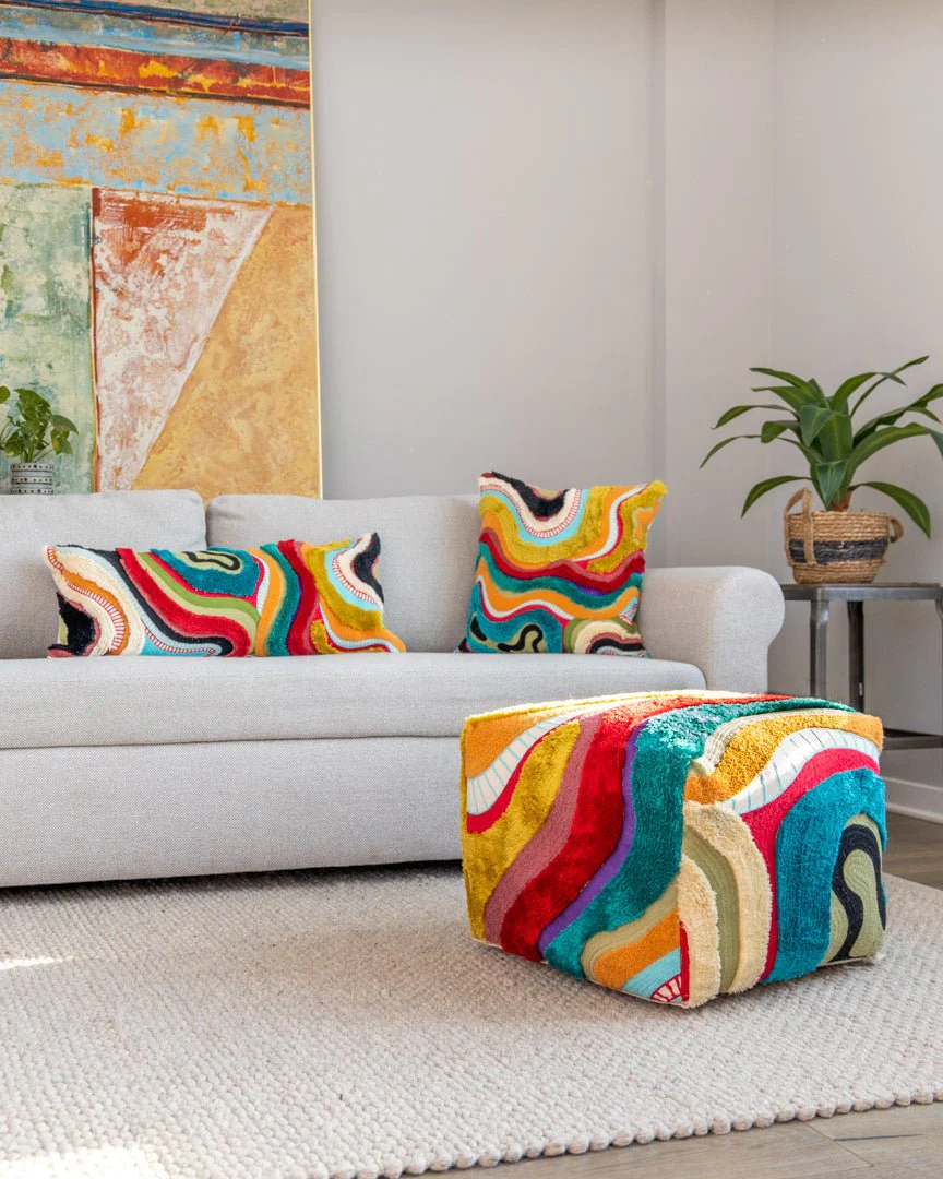 Echo Organic Cotton Abstract Pouf - Image 6