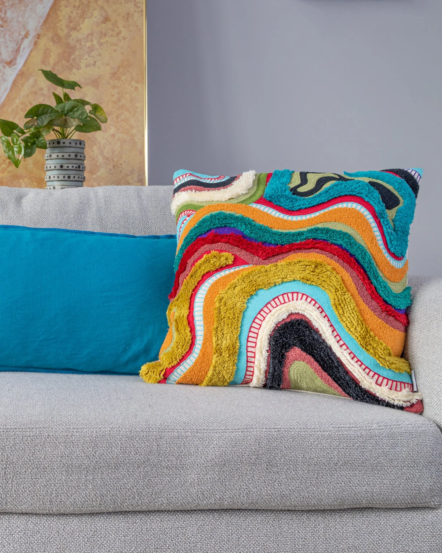 Echo Organic Cotton Abstract Throw Pillow - Image 11