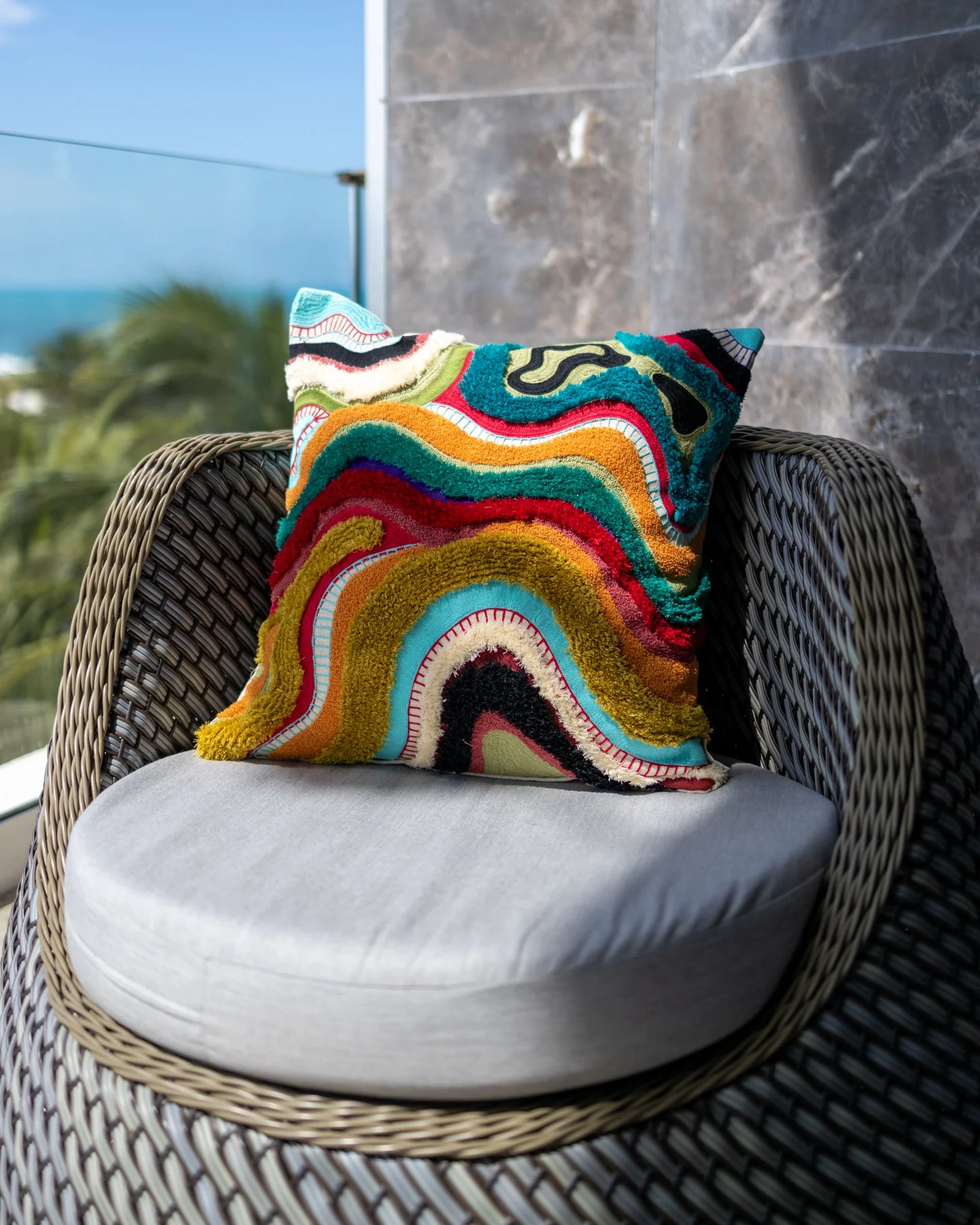 Echo Organic Cotton Abstract Throw Pillow - Image 4