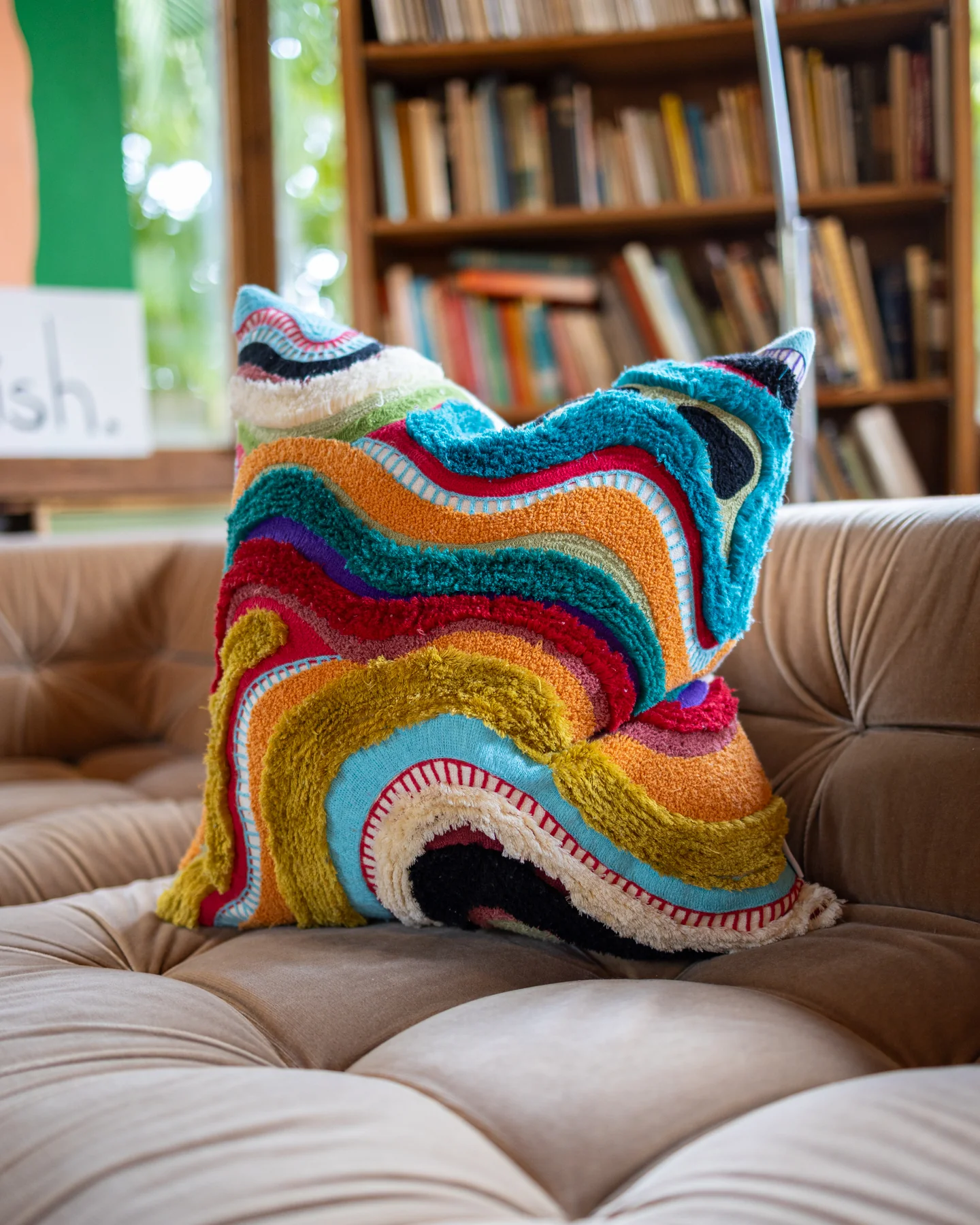 Echo Organic Cotton Abstract Throw Pillow - Image 6