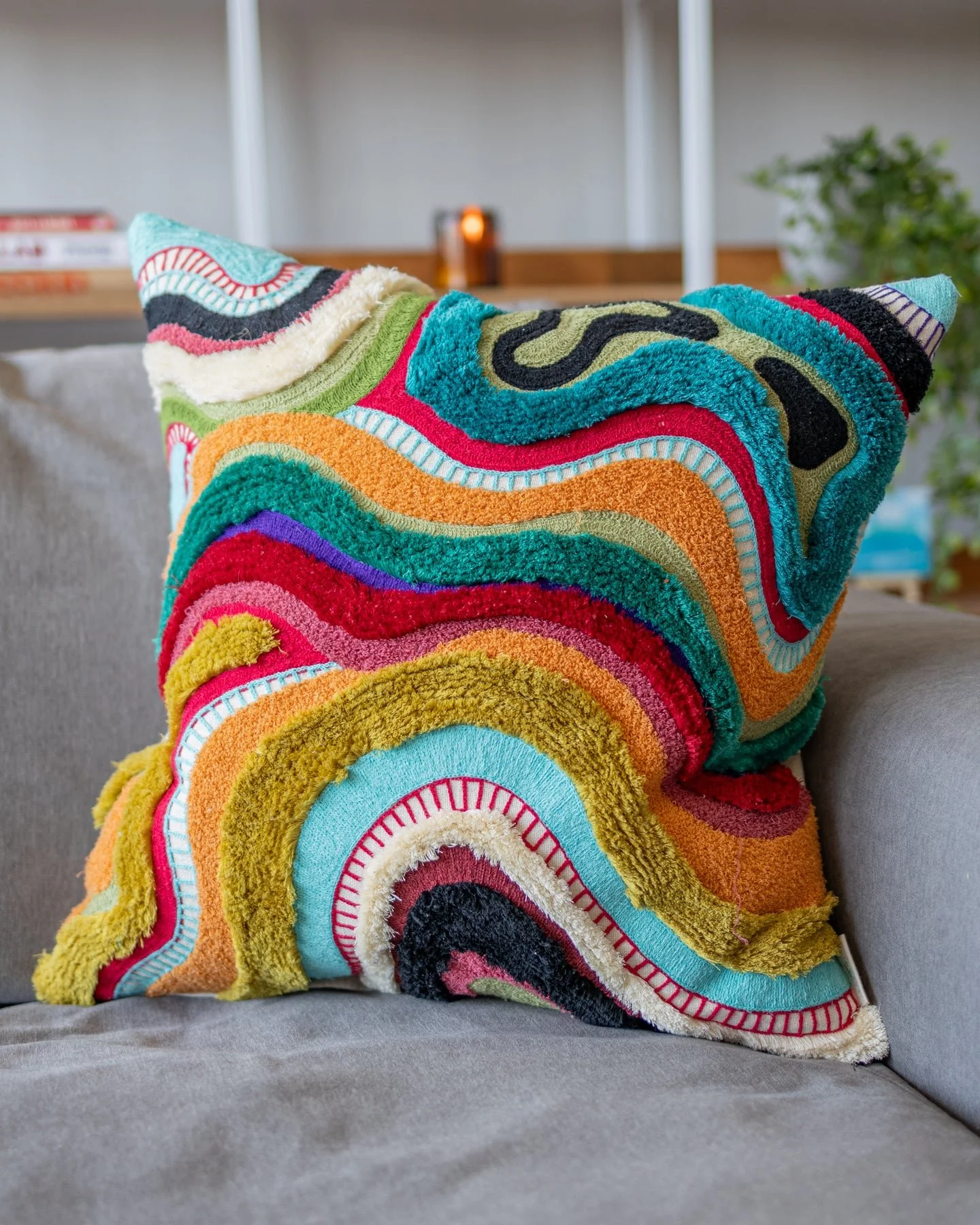 Echo Organic Cotton Abstract Throw Pillow - Image 7