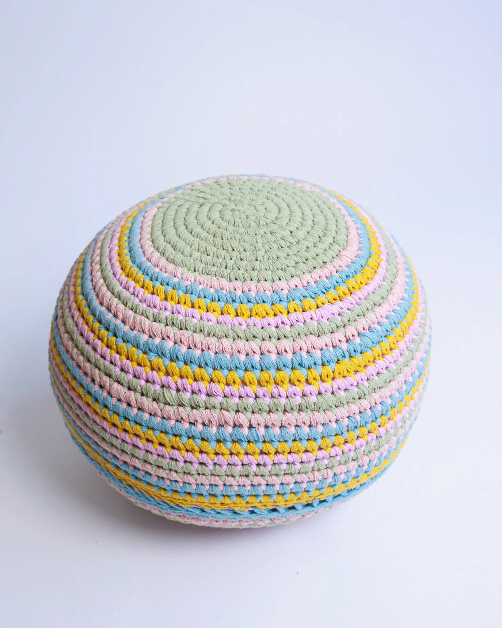 Ella Organic Cotton Pastel Crochet Pouf - Image 3