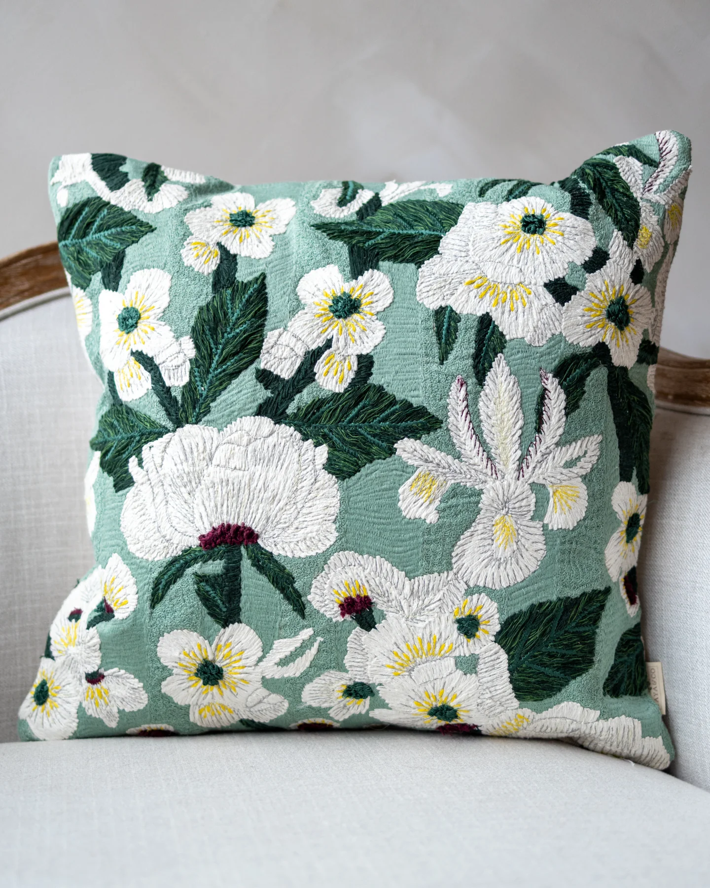 Everly Organic Cotton Floral Throw Pillow - Image 3