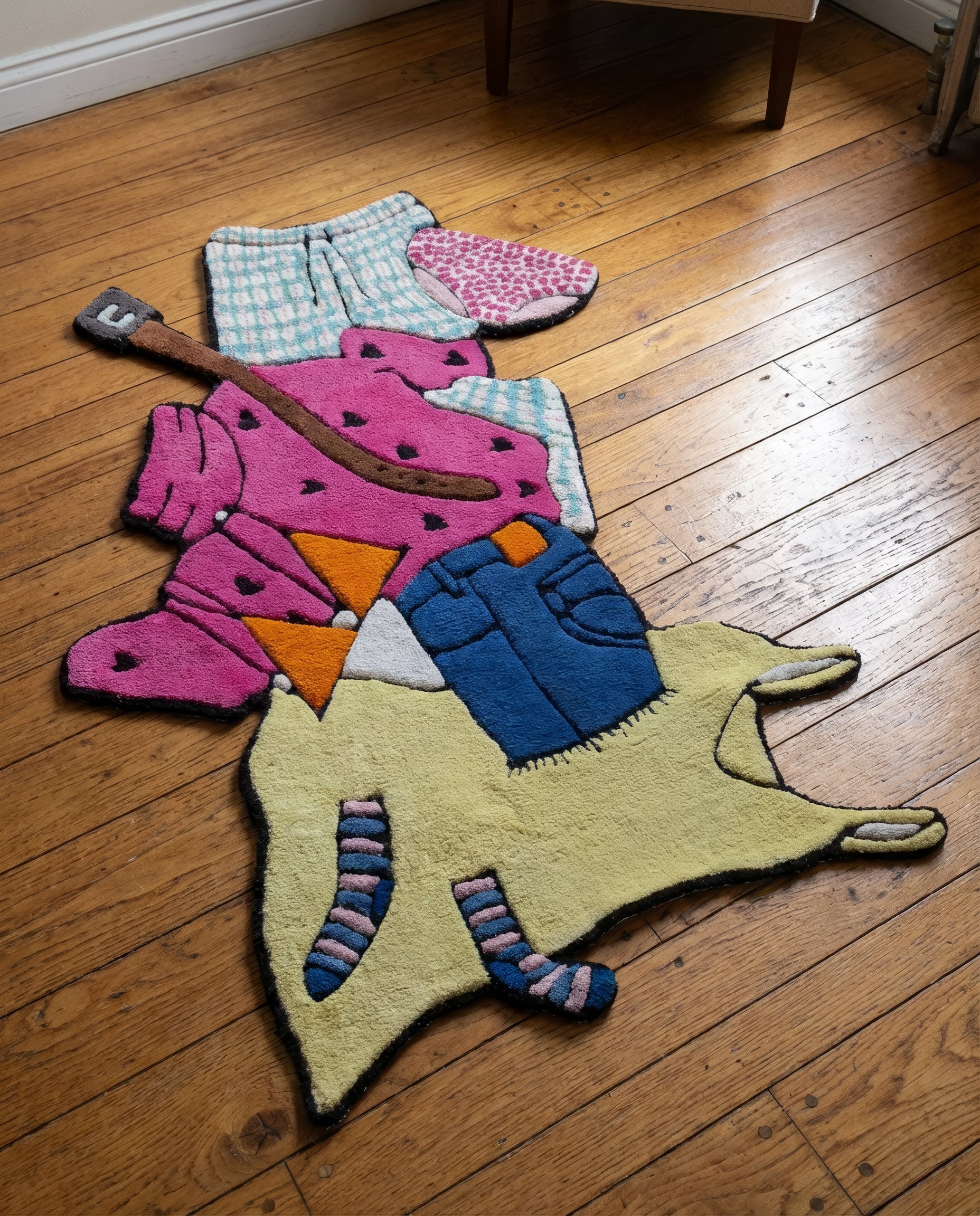 Fashionably Late Organic Cotton Handmade Clothing Pile Rug