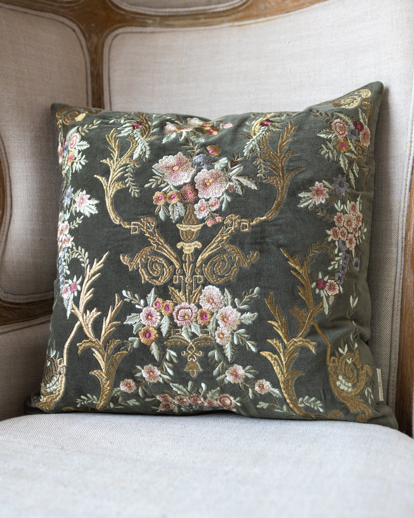Jacqueline Organic Cotton Velvet Throw Pillow - Image 3