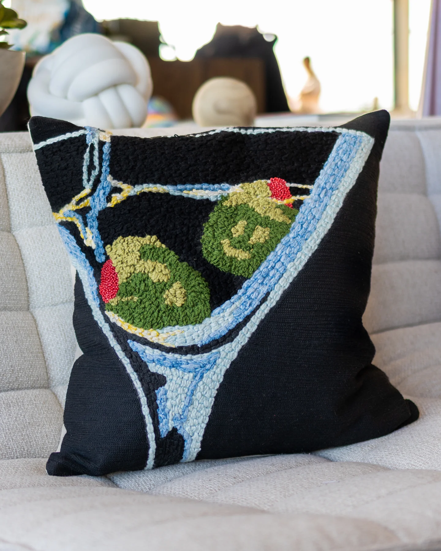 Jade Organic Cotton Olive Martini Throw Pillow
