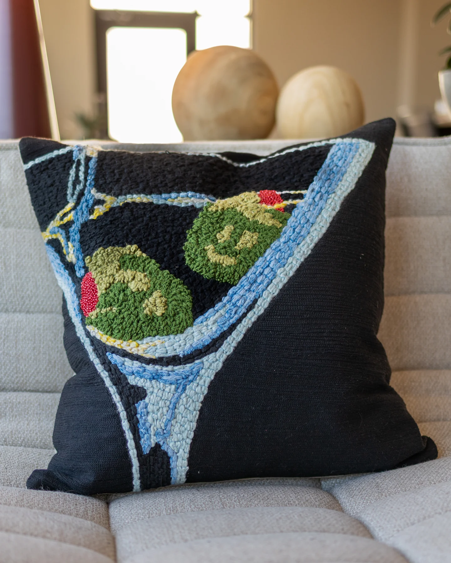Jade Organic Cotton Olive Martini Throw Pillow - Image 3
