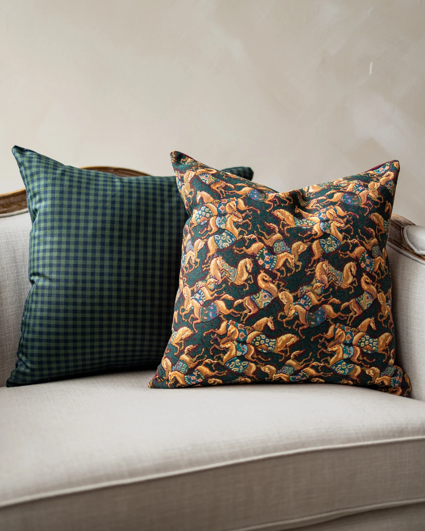 Scarlet Horses & Saddles Tapestry Throw Pillow - Image 4