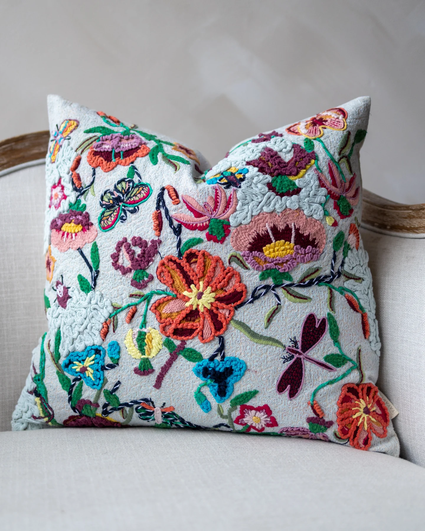 Joy Organic Cotton Floral Throw Pillow
