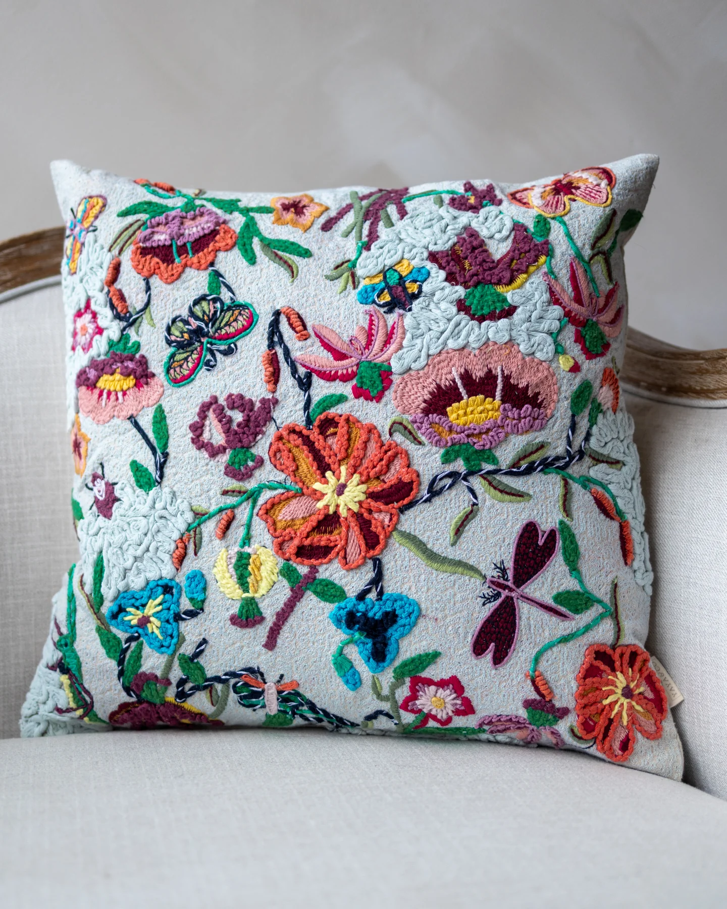 Joy Organic Cotton Floral Throw Pillow - Image 3