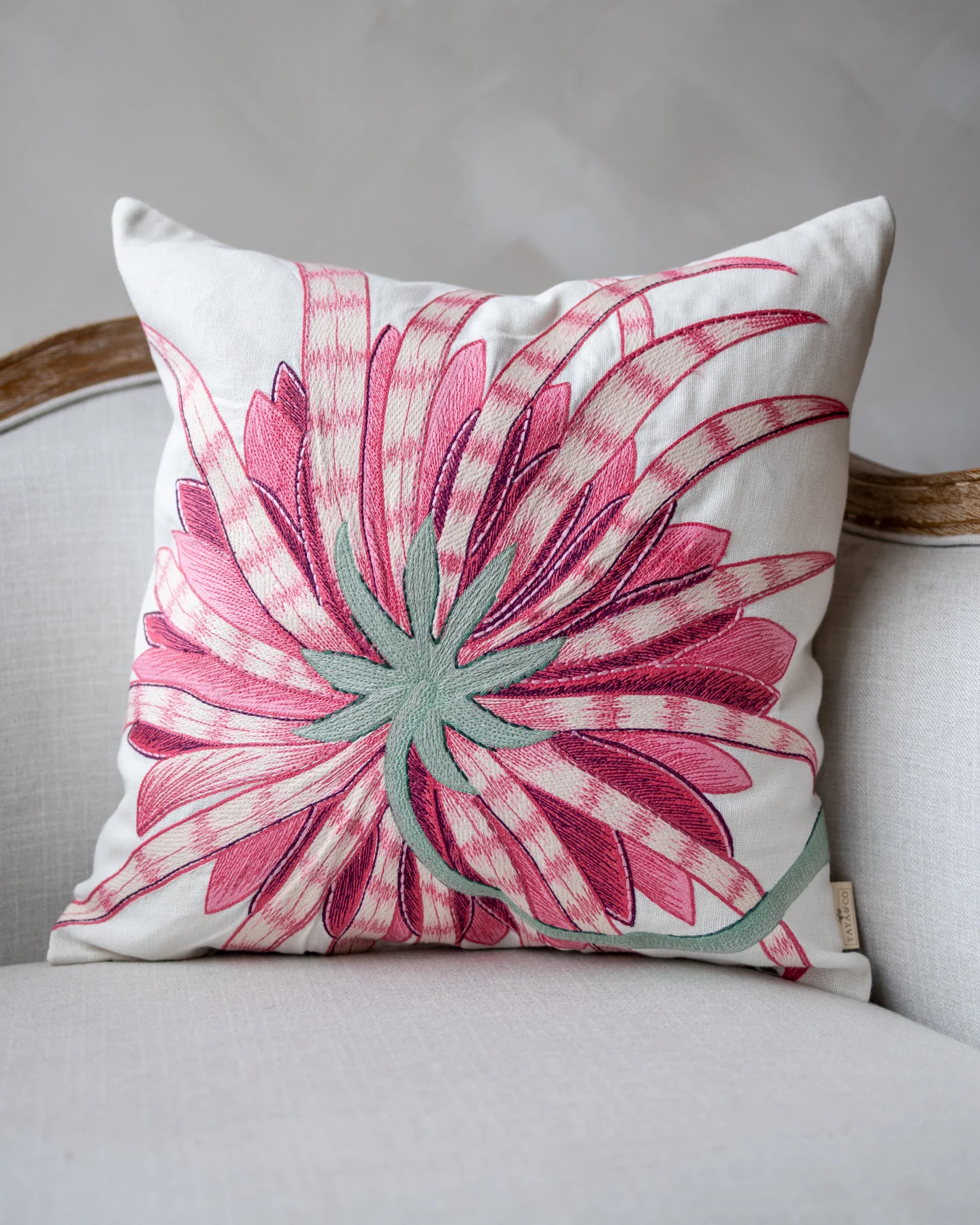 Kiera Linen Embroidered Throw Pillow - Image 5