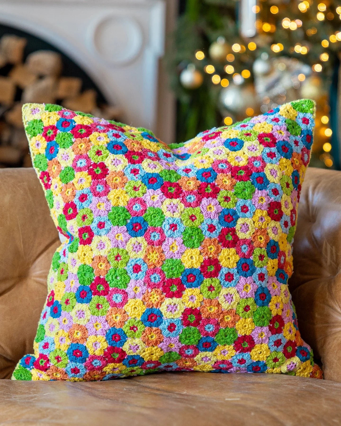 Lane Organic Cotton Abstract Crochet Throw Pillow - Image 4