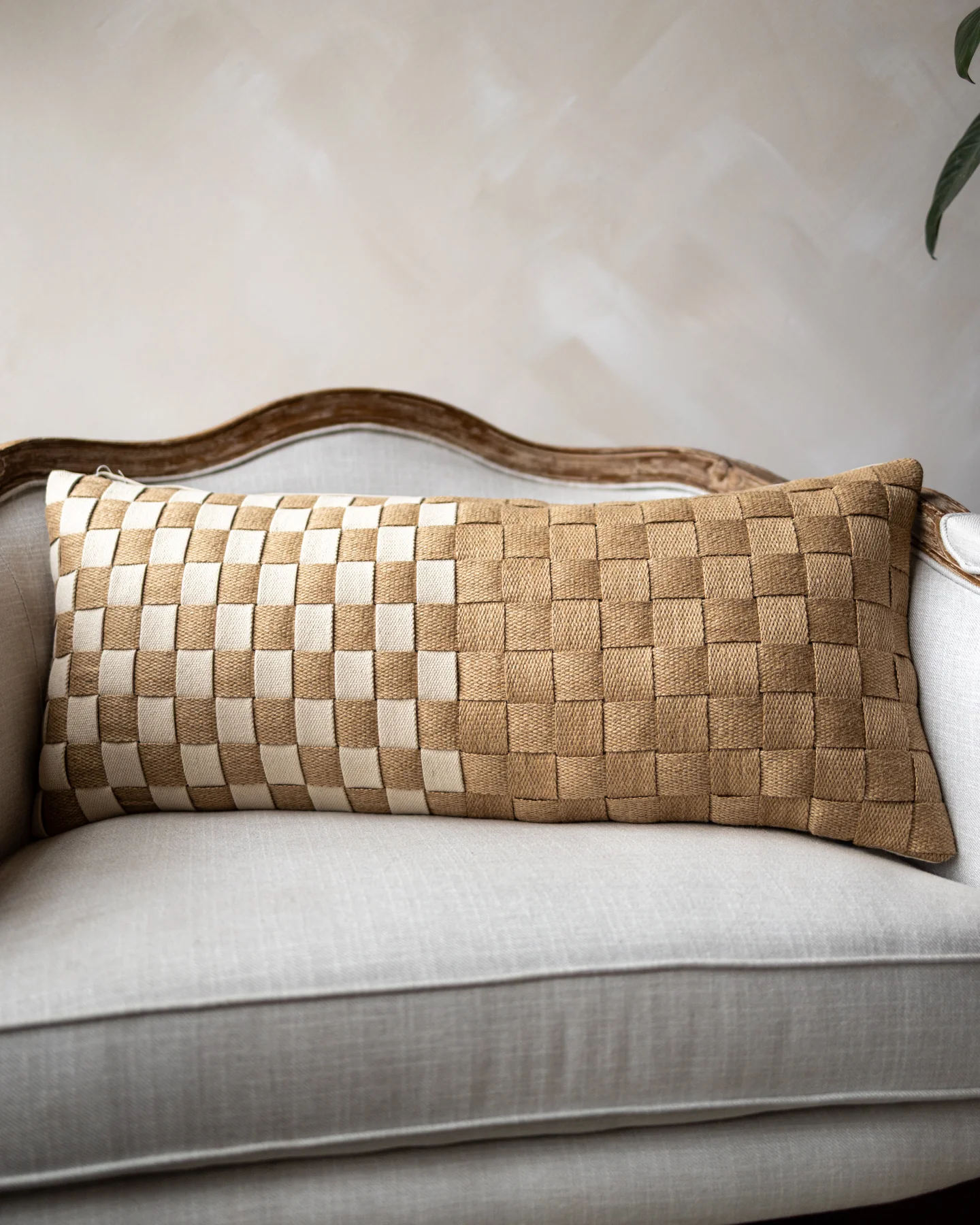 Lauren Jute & Cotton Basketweave Lumbar Pillow - Image 3