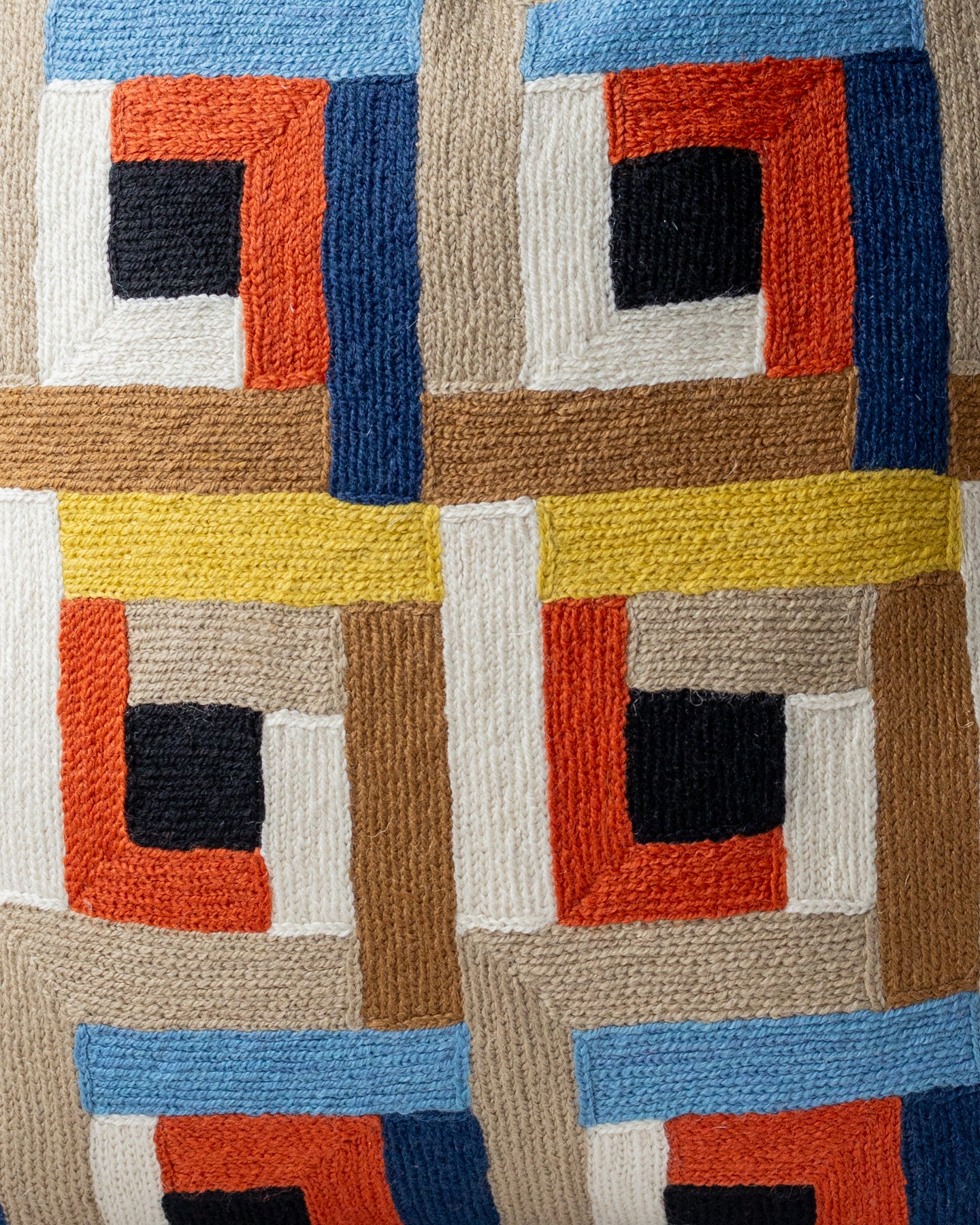 Lena Embroidered Organic Cotton Geometric Throw Pillow - Image 2