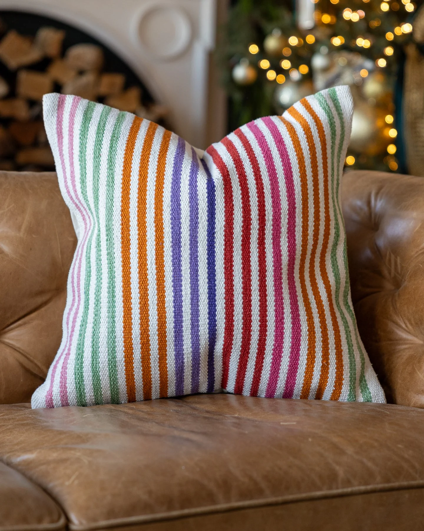 Madden Organic Cotton Striped Throw Pillow - Image 3