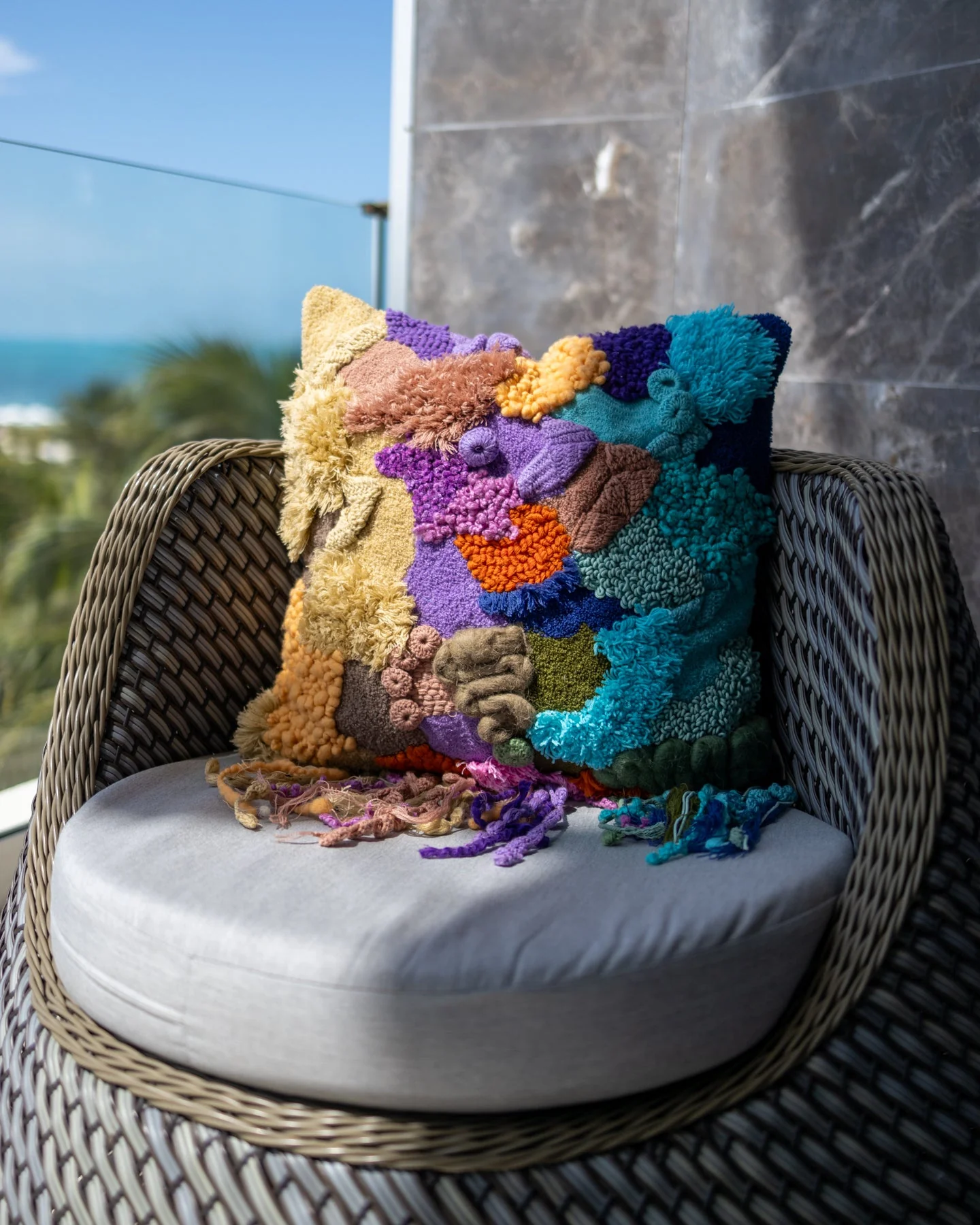 Mira Organic Cotton Abstract Throw Pillow - Image 4