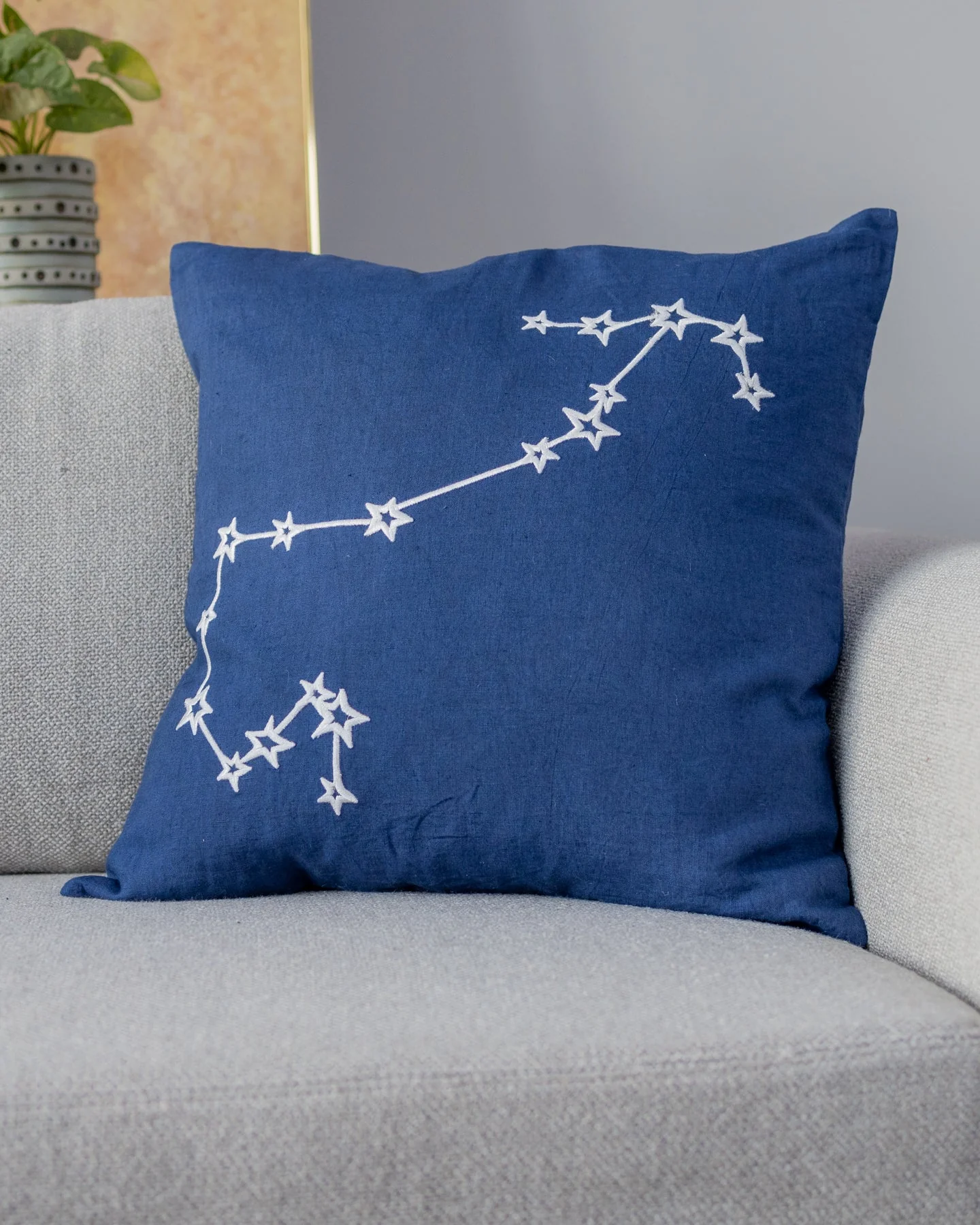 Zodiac Sign Astrology Organic Linen Throw Pillow - Image 10