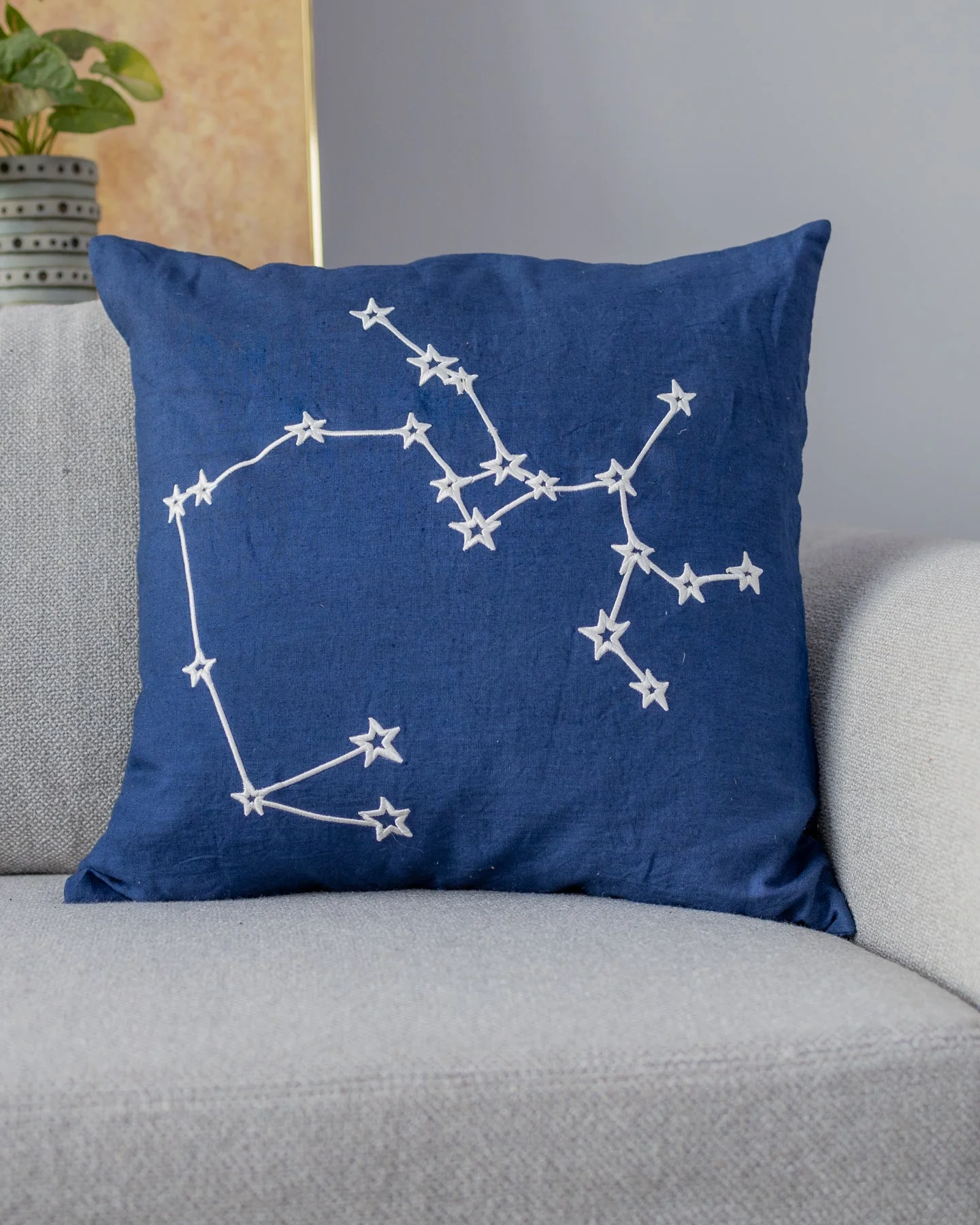 Zodiac Sign Astrology Organic Linen Throw Pillow - Image 9
