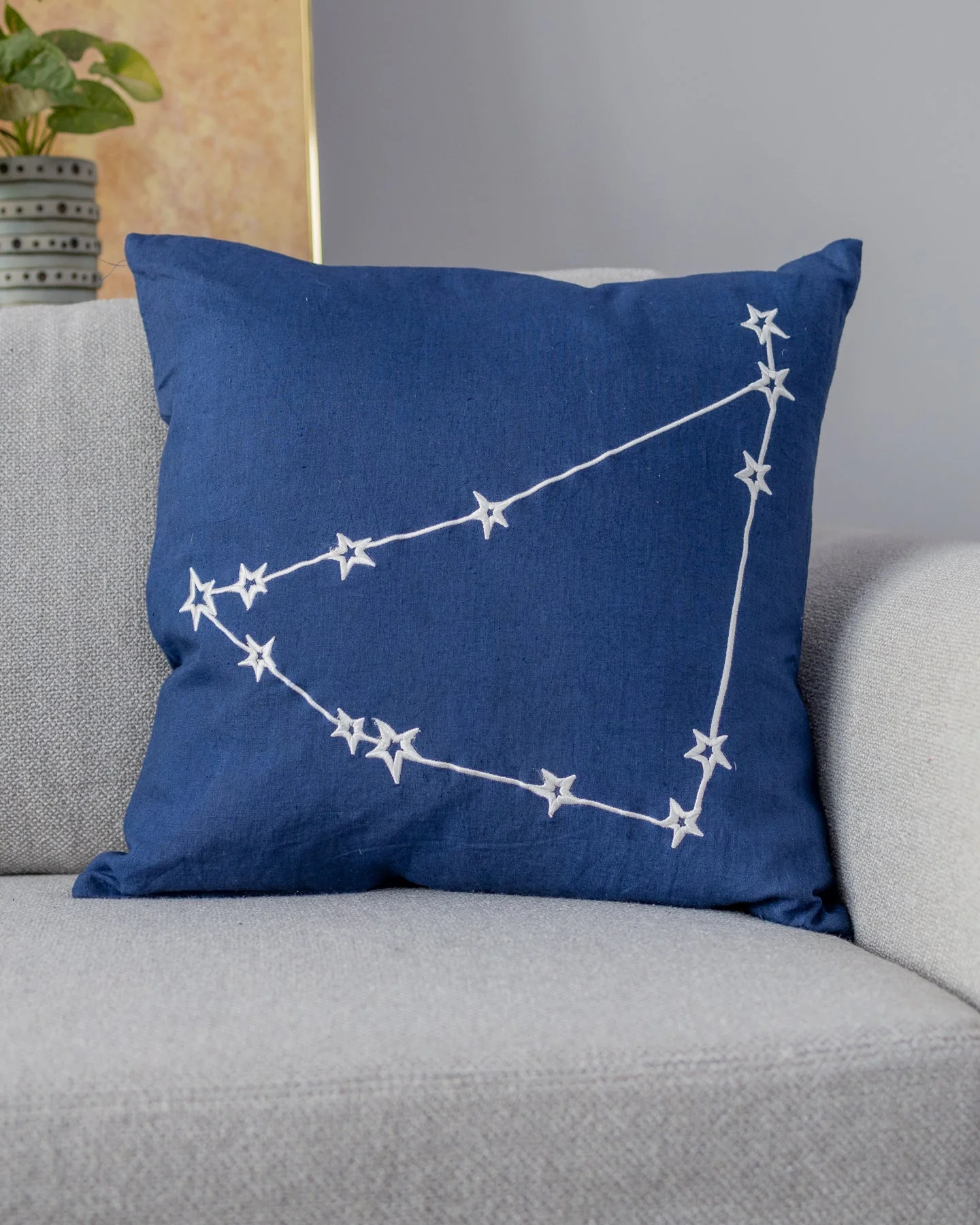 Zodiac Sign Astrology Organic Linen Throw Pillow - Image 8