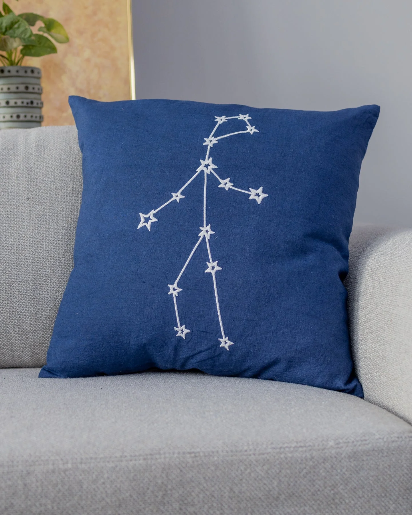 Zodiac Sign Astrology Organic Linen Throw Pillow - Image 7